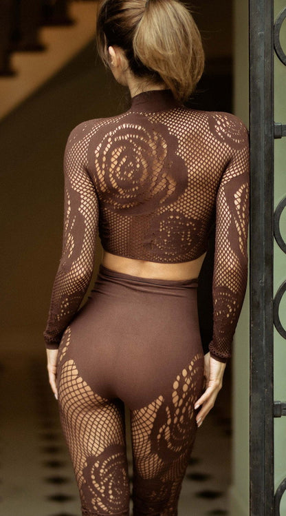 Tough Rose Mock Neck Two-Piece Lingerie Set