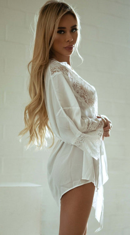 Up All Night Lace Trimmed Robe